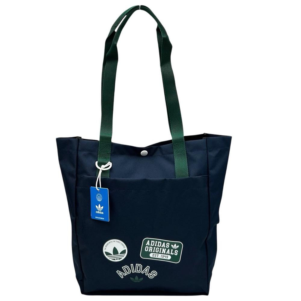 ADIDAS Originals Simple Canvas Tote Shoulder Bag 15X14X4" Navy Blue Green